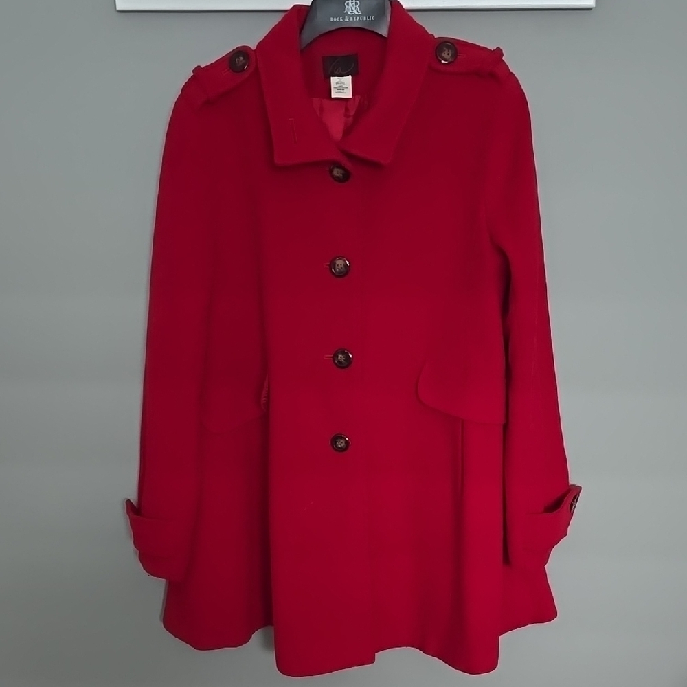 🐚❄️Red A-line Wool Coat